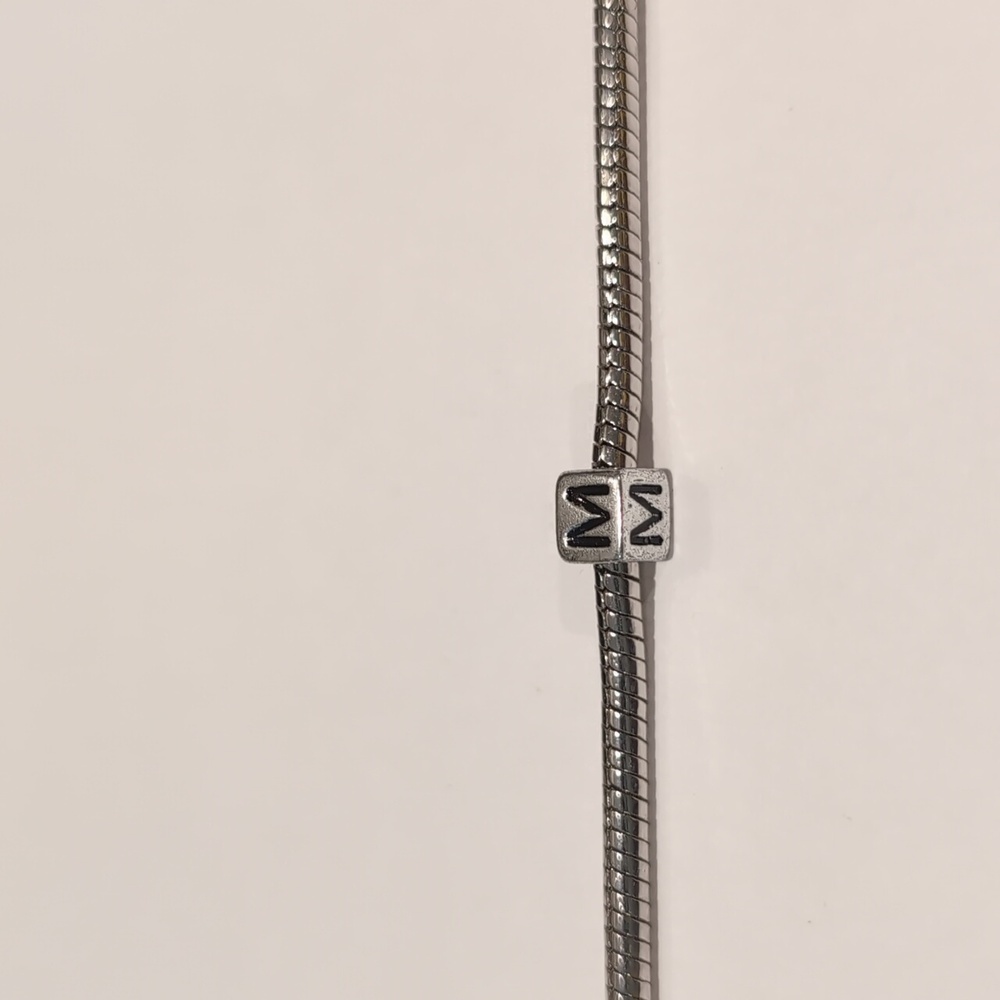 Silver M‎ Spacer Charm for Pandora Style Bracelet